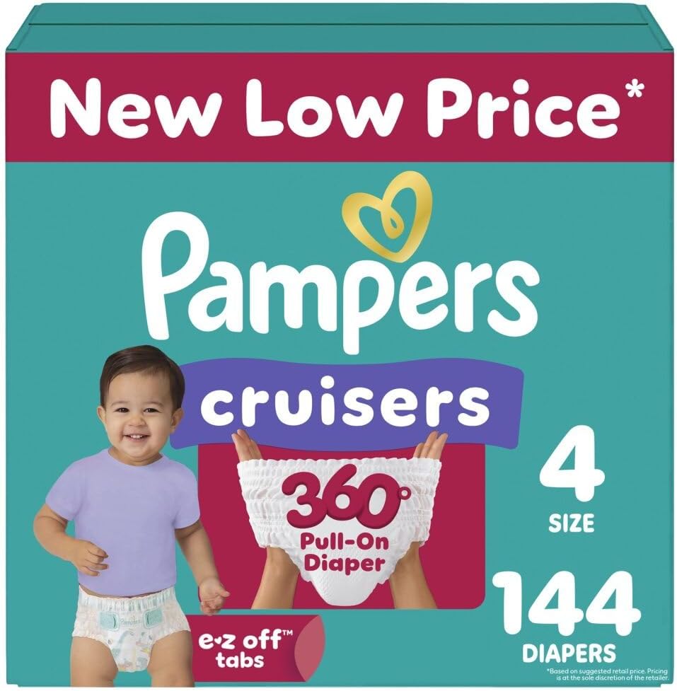 Highlights the new lower price and key product features to attract budget-conscious parents and showcase the diaper's benefits.