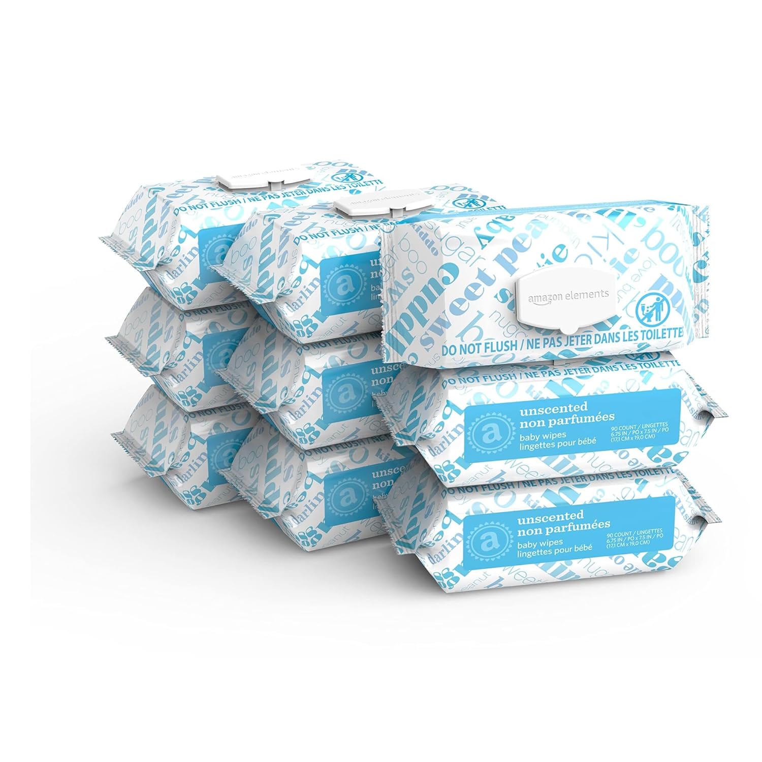 Shows the quantity of baby wipe packs included in the purchase, emphasizing value and convenience for parents. Displays the product's packaging to help customers easily identify the item in stores…