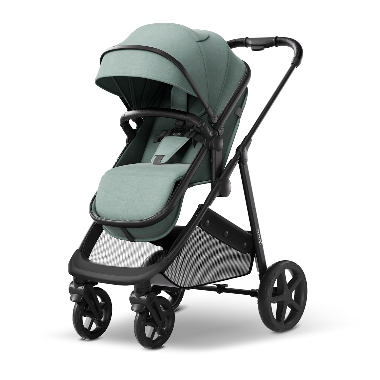Showcases the complete stroller design to give shoppers a clear view of its features and style.