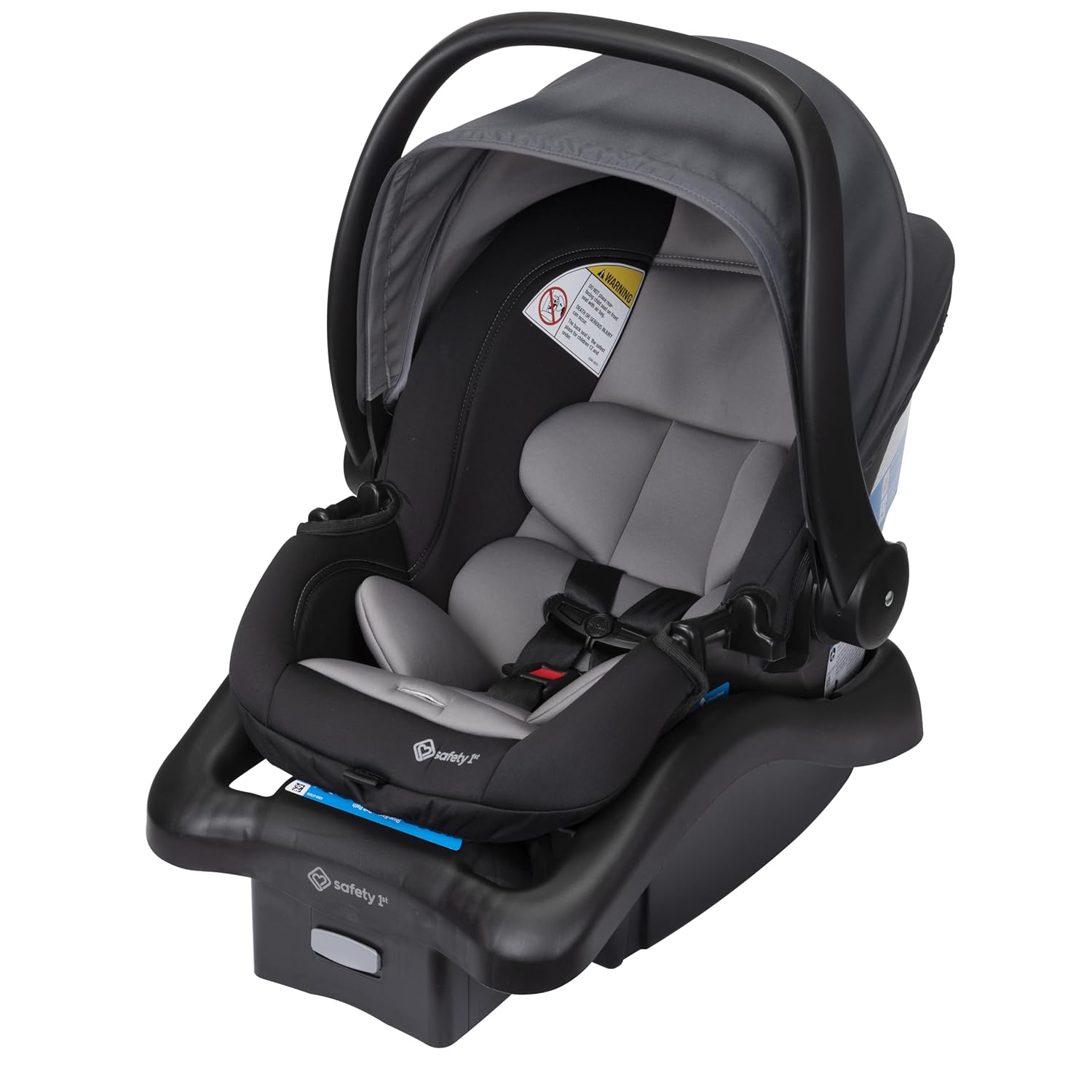Showcases the main product, an infant car seat, clearly displaying its design and features.