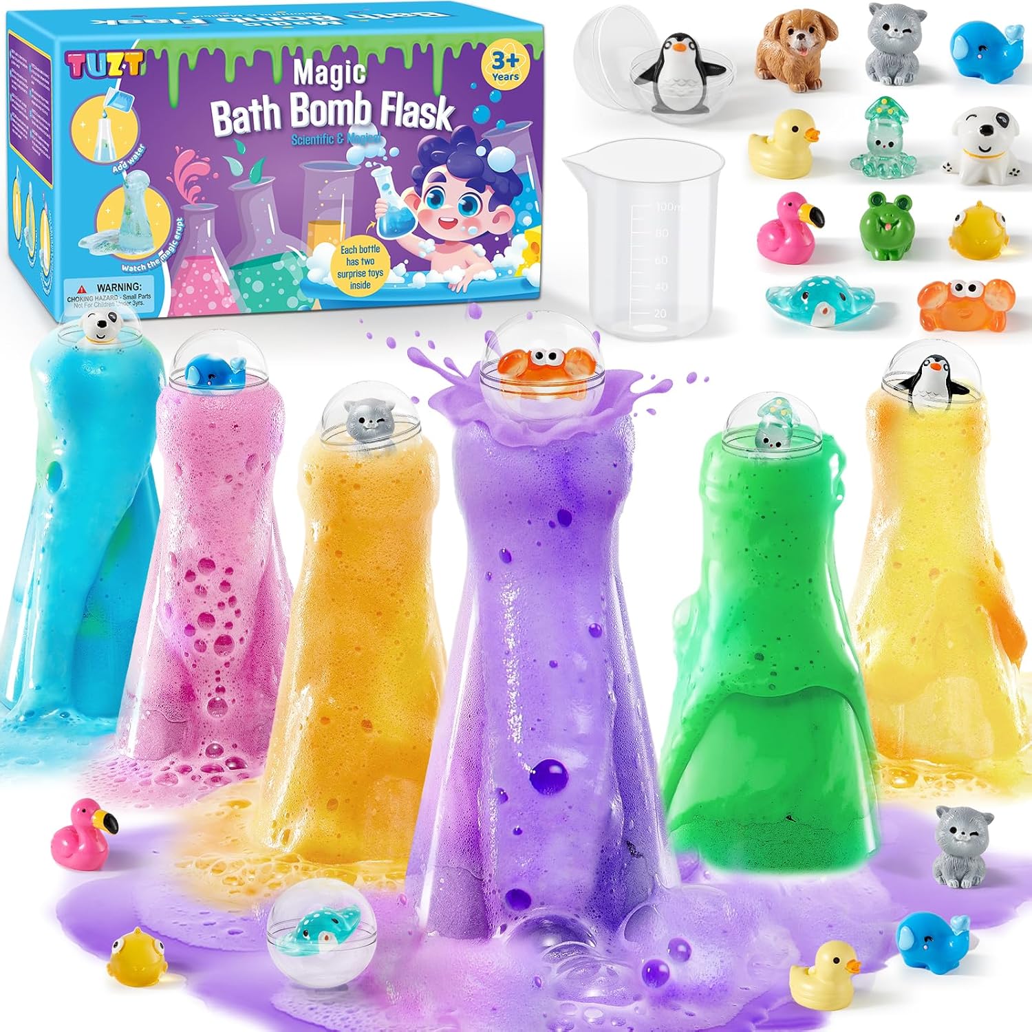 Main Images for Kids Bath Bombs Potions Kit with 12PCS Surprise Toys Inside & 6PCS Bubble Bath Bottles…