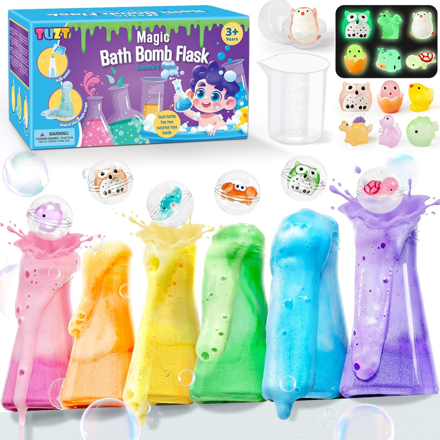 Main Images for Kids Bath Bombs Potions Kit with 12PCS Surprise Toys Inside & 6PCS Bubble Bath Bottles…