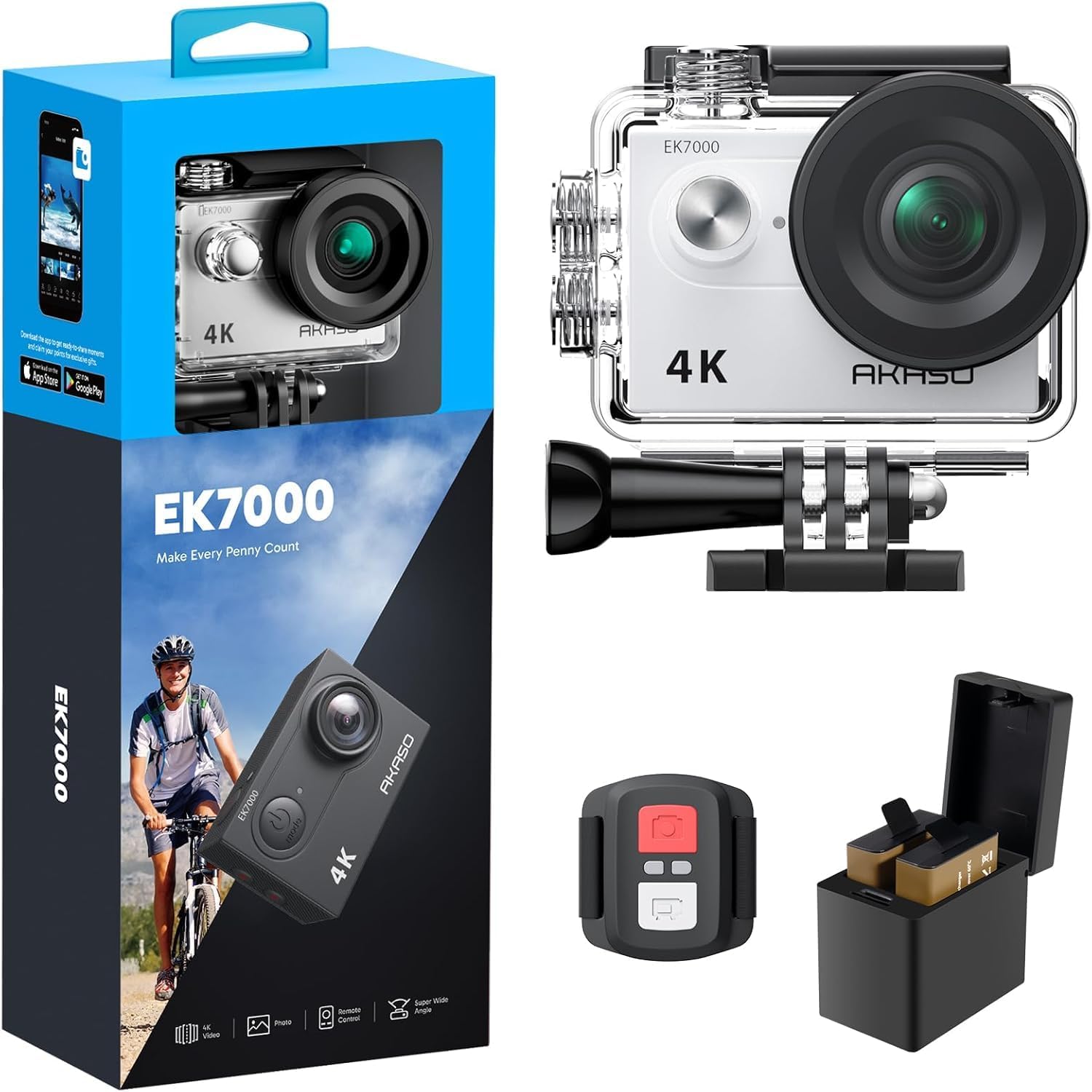 Main Images for AKASO EK7000 4K30FPS 20MP WiFi Action Camera with EIS Ultra HD 131FT Waterproof…