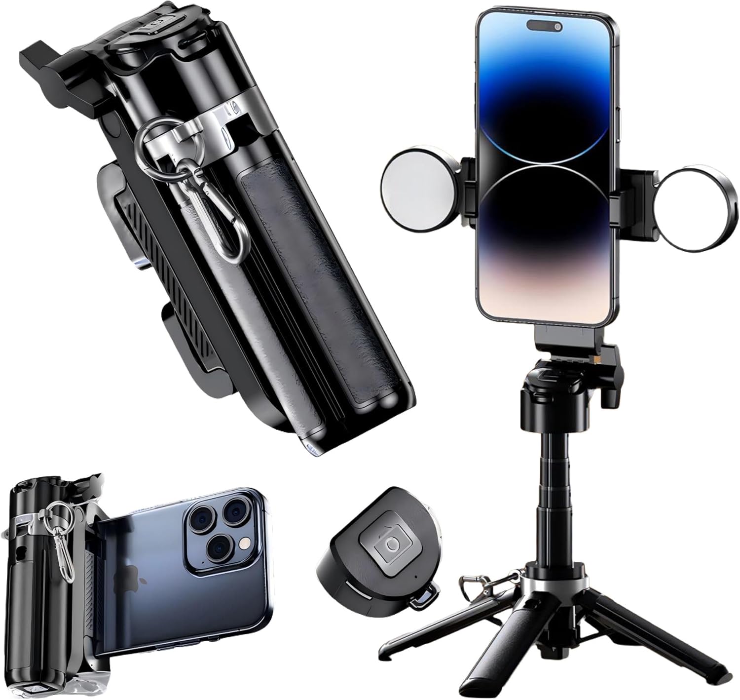 Main Images for Mini Selfie Stick Tripod Stand for iPhone ，6-Section Adjustable Height Extension…