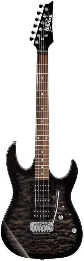 Showcases the entire electric guitar to give shoppers a clear view of its design, color, and features.