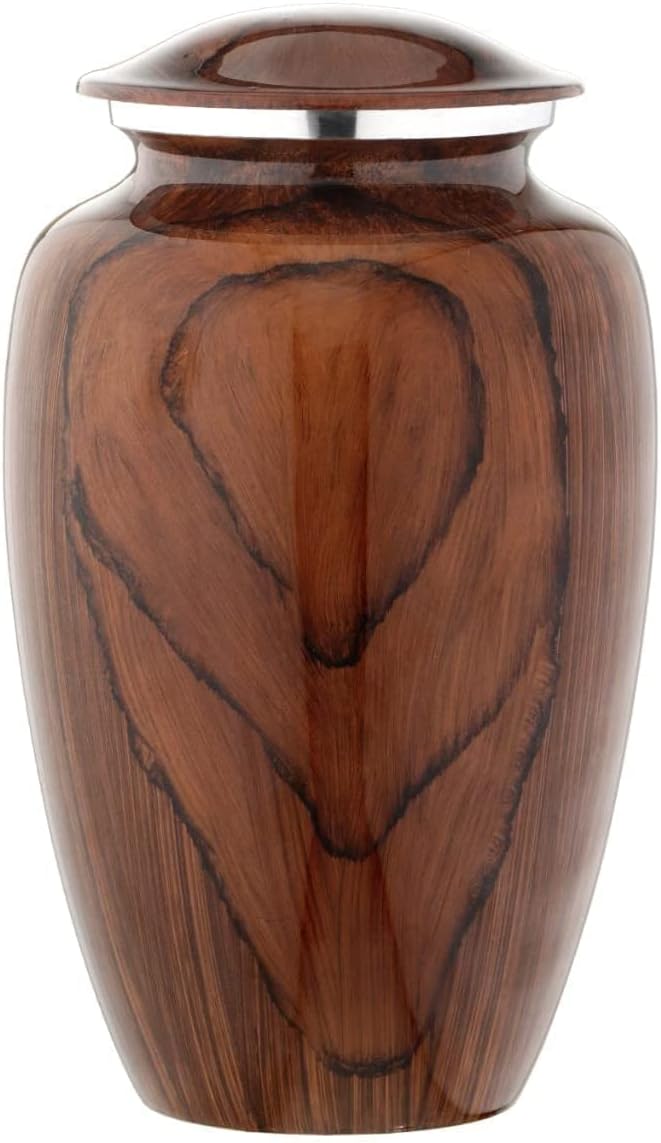 Showcases the elegant wood grain pattern and high-quality finish of the urn.