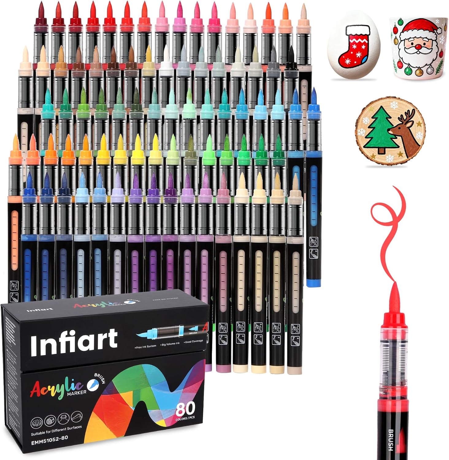 Main Images for 80 Colors Acrylic Paint Markers Brush Tip