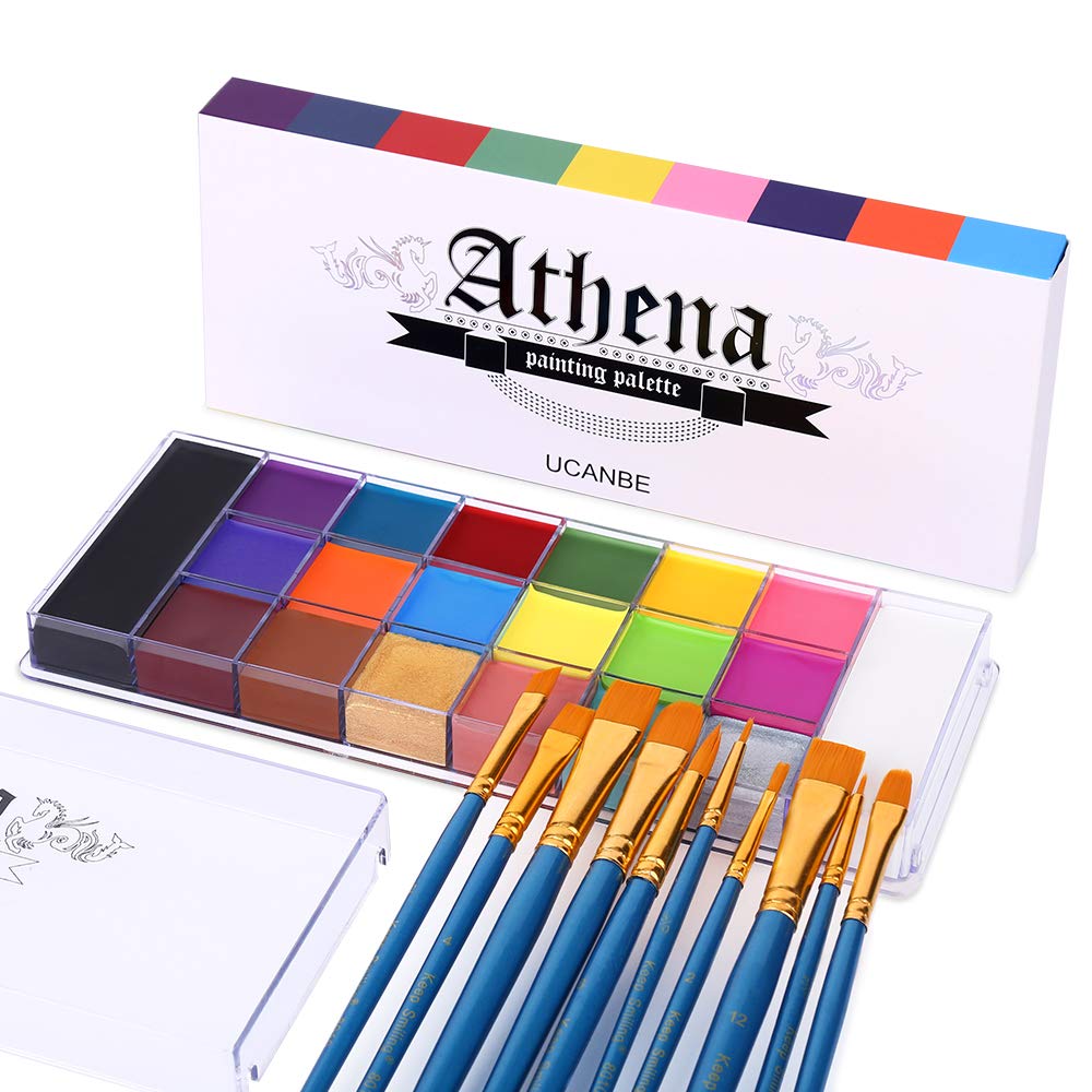 Showcases the product packaging and included accessories to highlight the wide range of colors and painting tools provided.