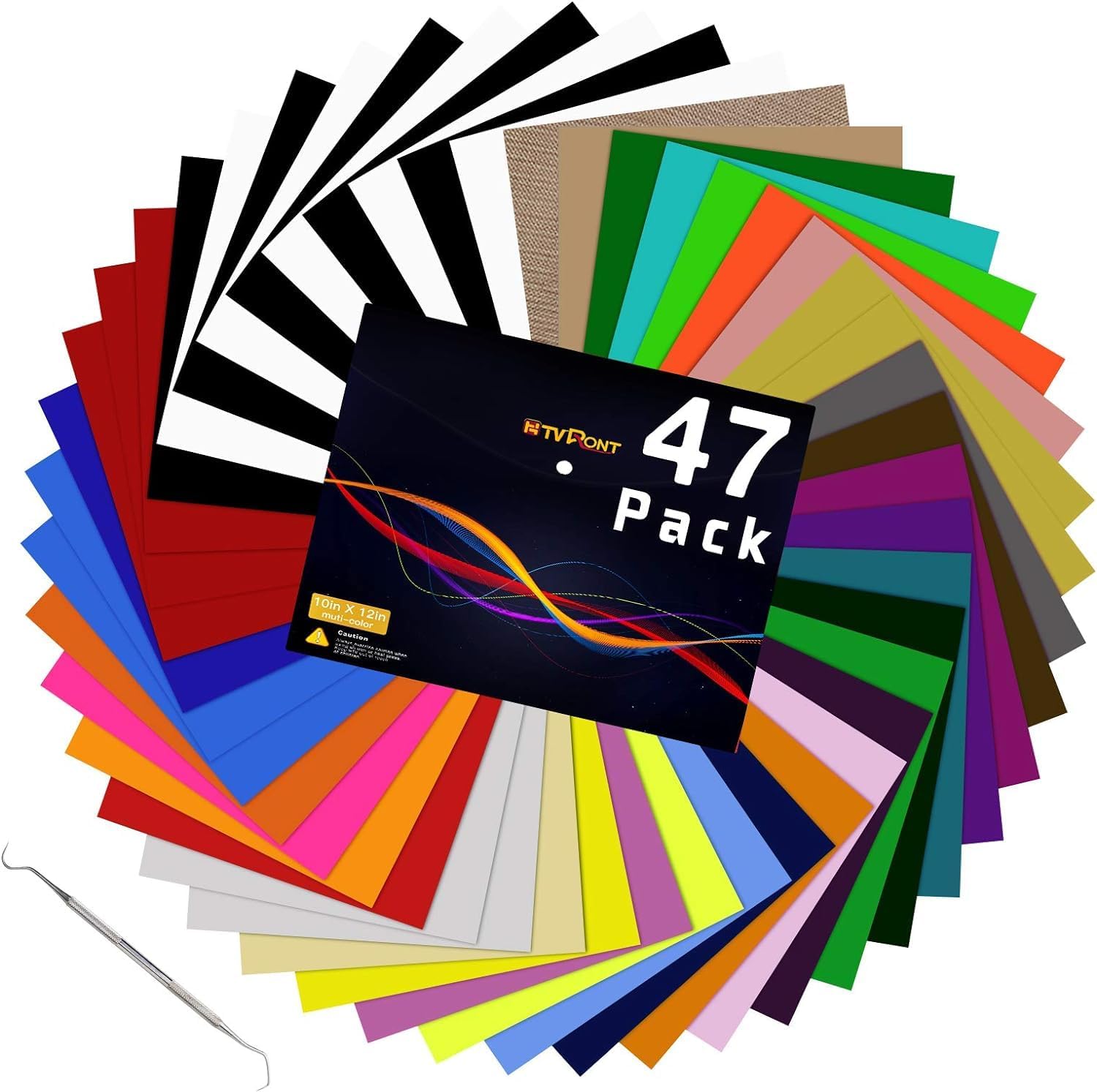 Main Images for HTVRONT HTV Heat Transfer Vinyl Bundle: 47 Pack 12" x 10" Iron on Vinyl for T-Shirt
