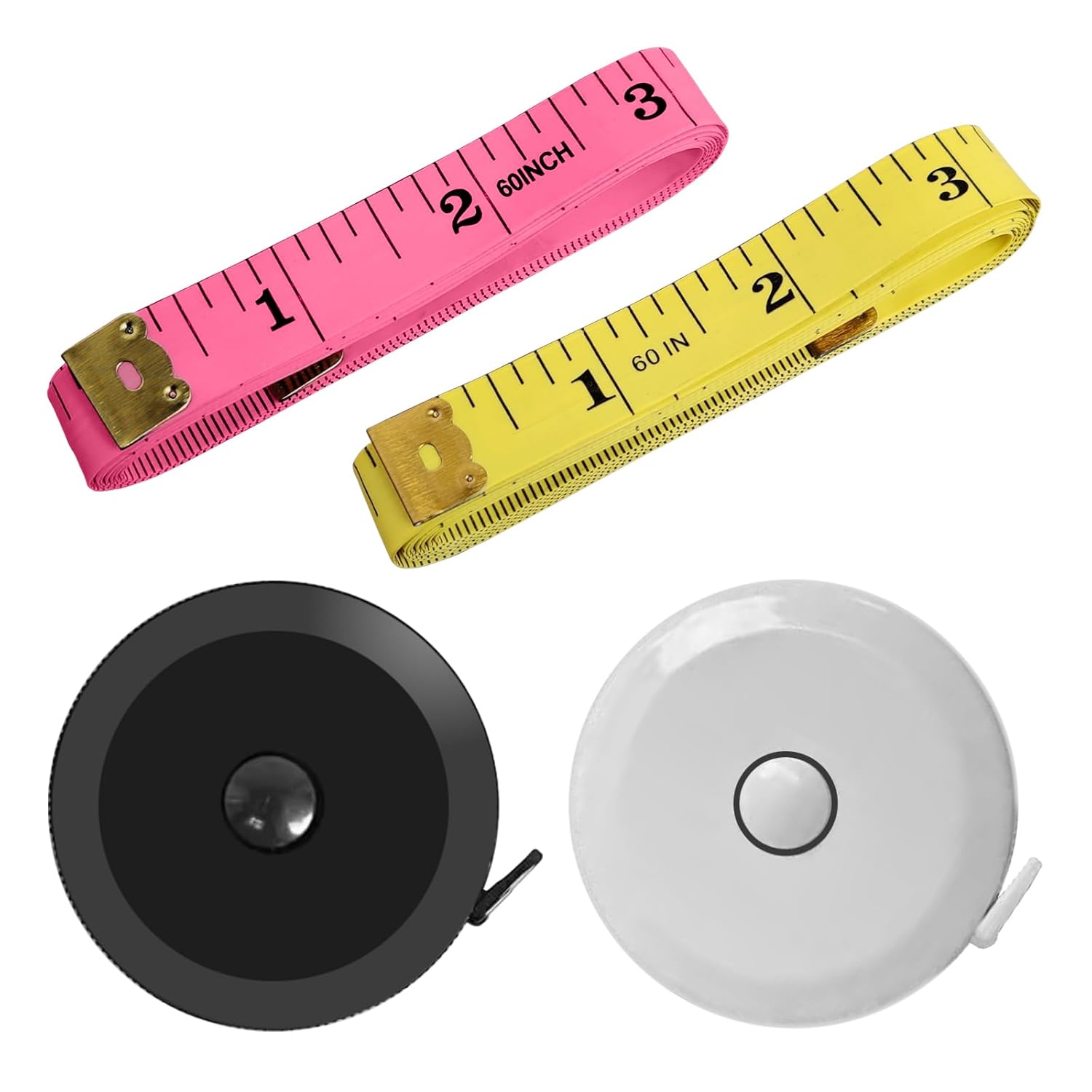Showcases the variety of measuring tools available, including tape measures in different colors and retractable measuring tapes. Displays different color options for the measuring tools, allowing…