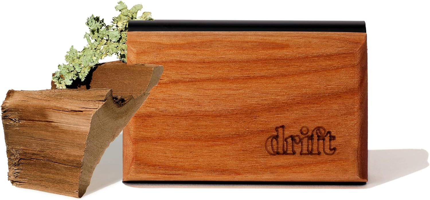 Showcases the sleek wooden design and premium materials of the product to appeal to customers looking for high-quality, natural accessories.