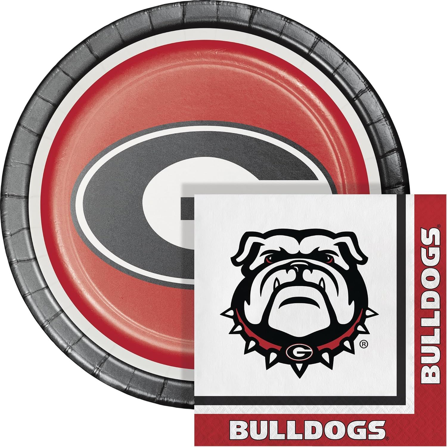 Shows the core product clearly - Georgia Bulldogs branded party plates with team colors and logo - to help shoppers quickly identify what they are purchasing.