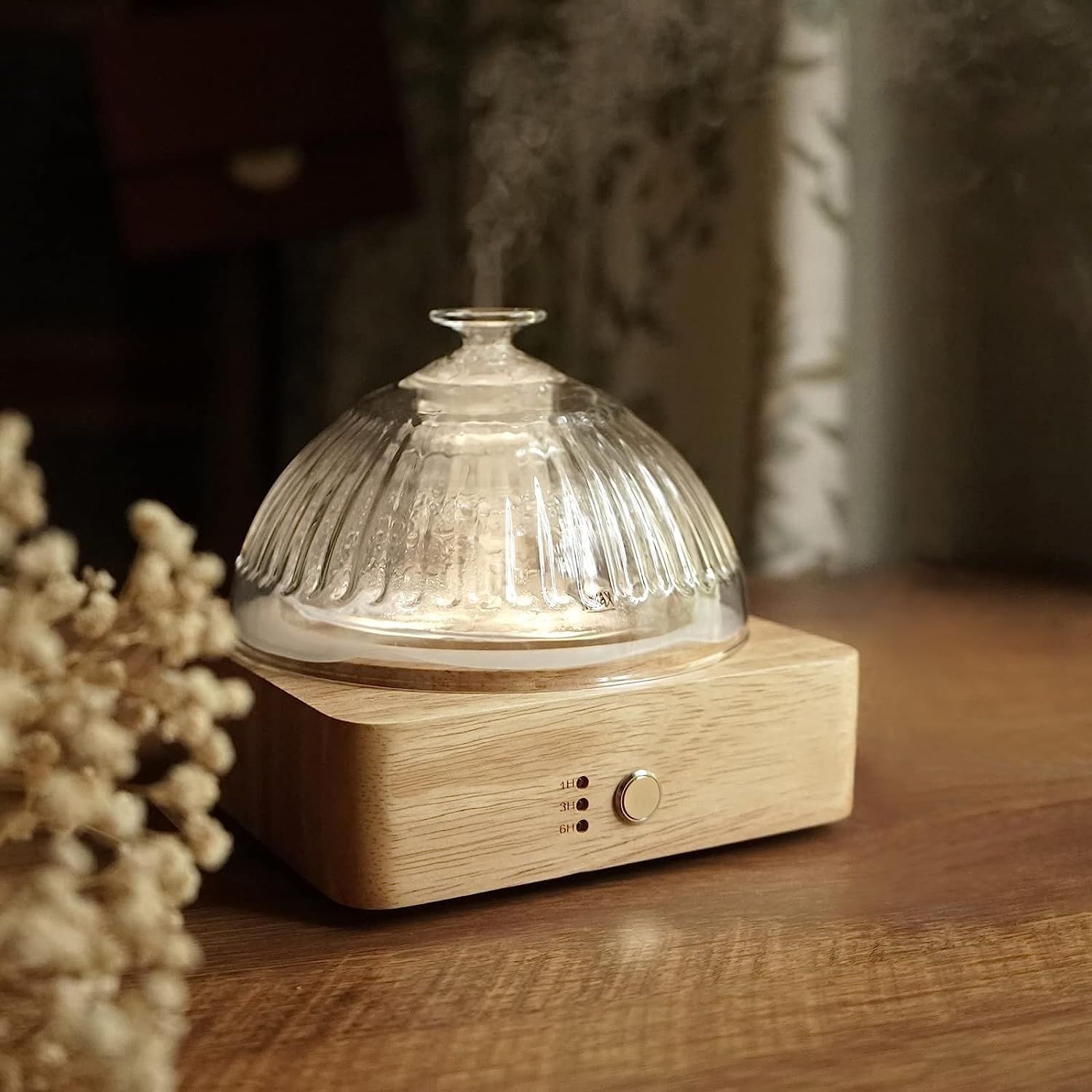 Showcases the product in a real-world home environment to help shoppers visualize how it fits into their living space and complements natural decor.