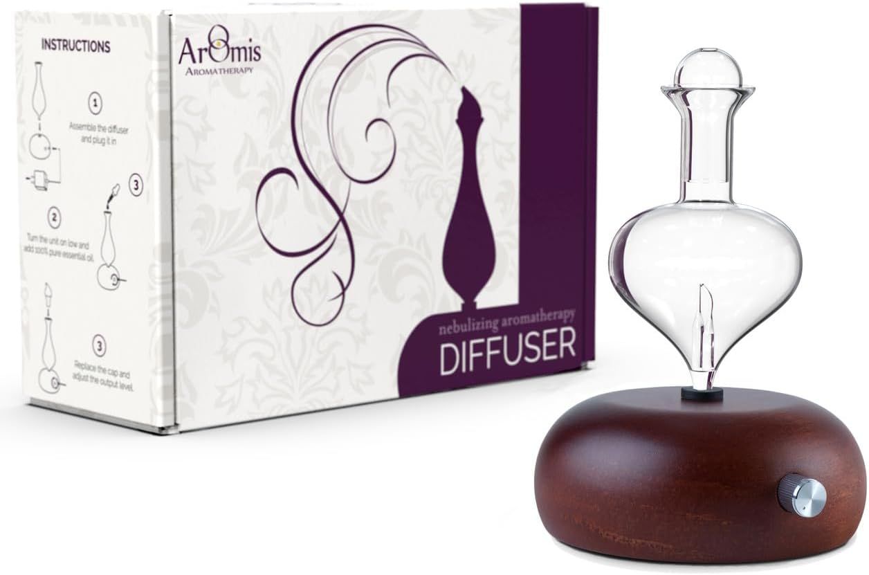 Shows the aromatherapy diffuser alongside its branded retail box to communicate professionalism, brand identity, and what the customer will receive upon purchase.