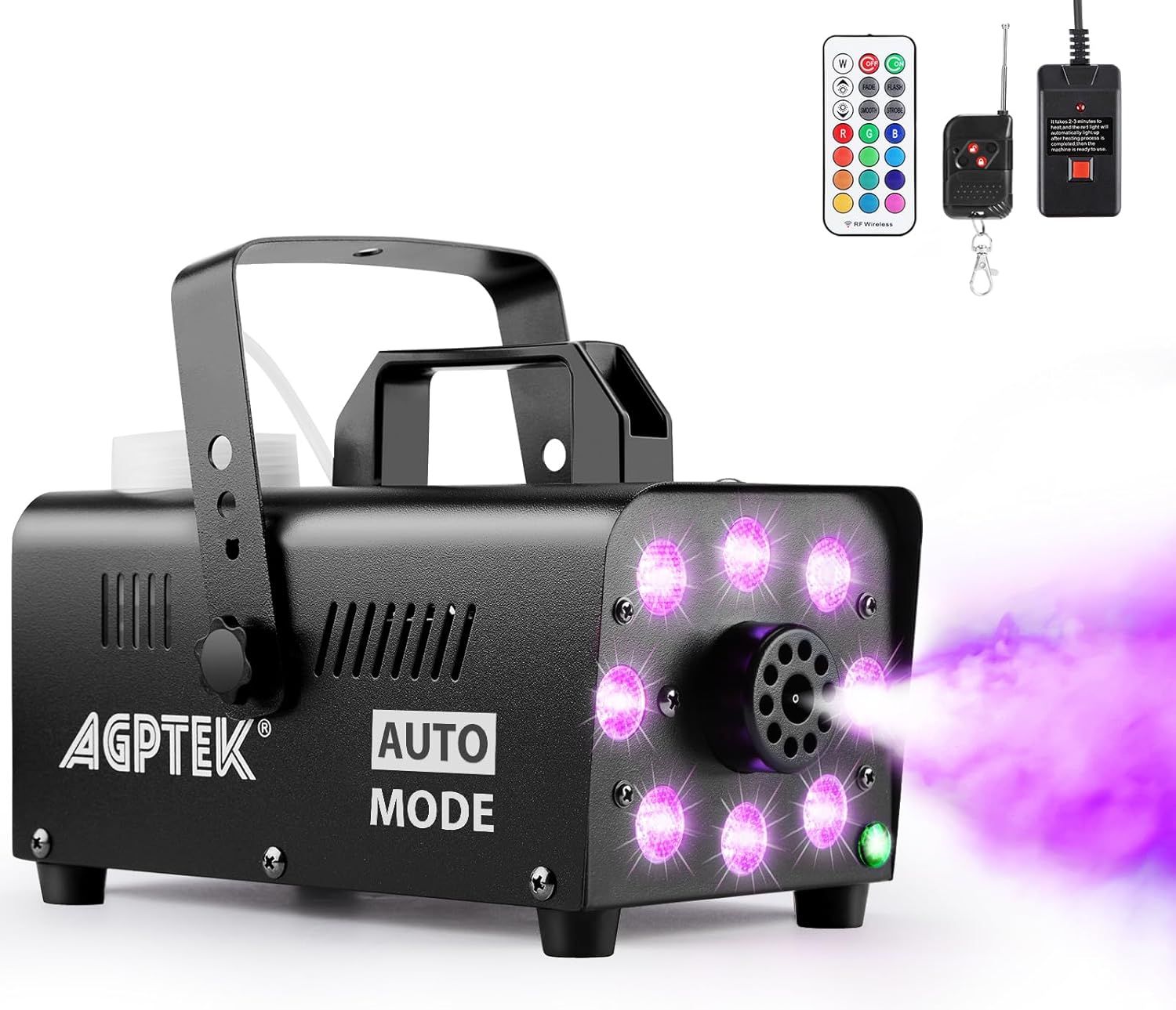 Shows the buyer exactly what is included in the purchase: the fog machine, remote control, and additional components, helping set clear expectations for the…