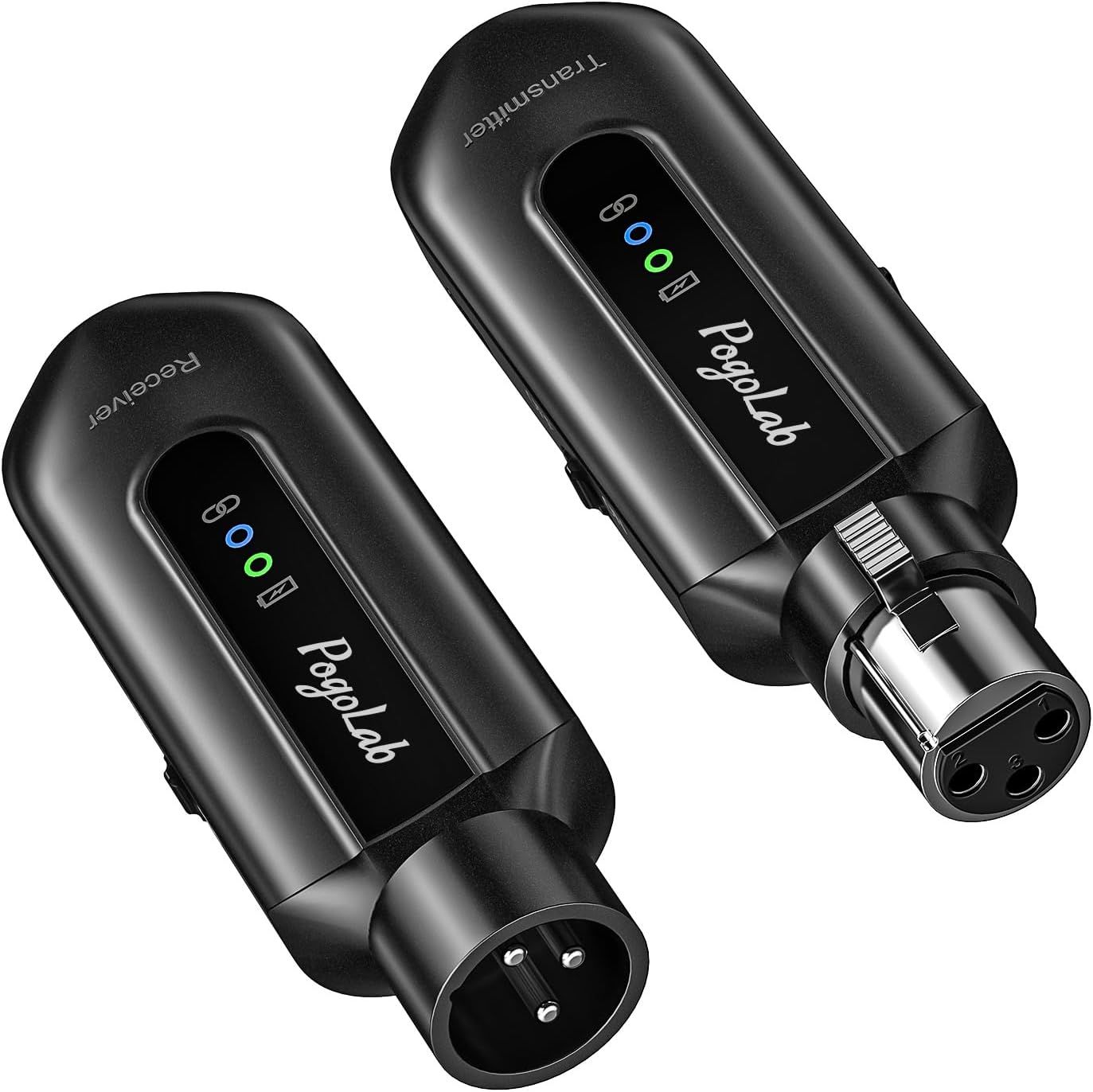 Shows the core product clearly against a white background to help shoppers identify the wireless audio transmitters being sold, including their ports and LED…