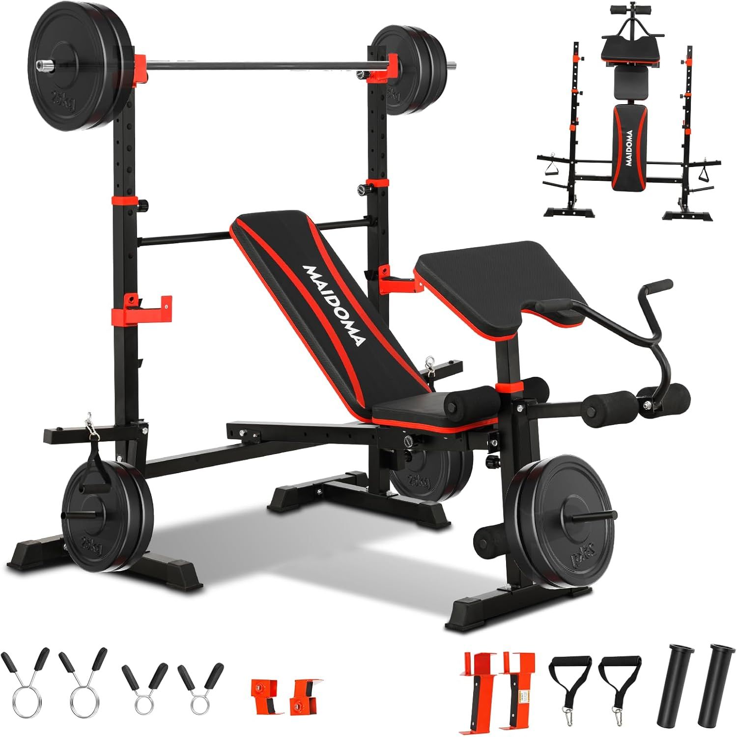 1500LBS 8 in 1 Weight Bench Set with Leg Extension/Curl and Preacher Curl