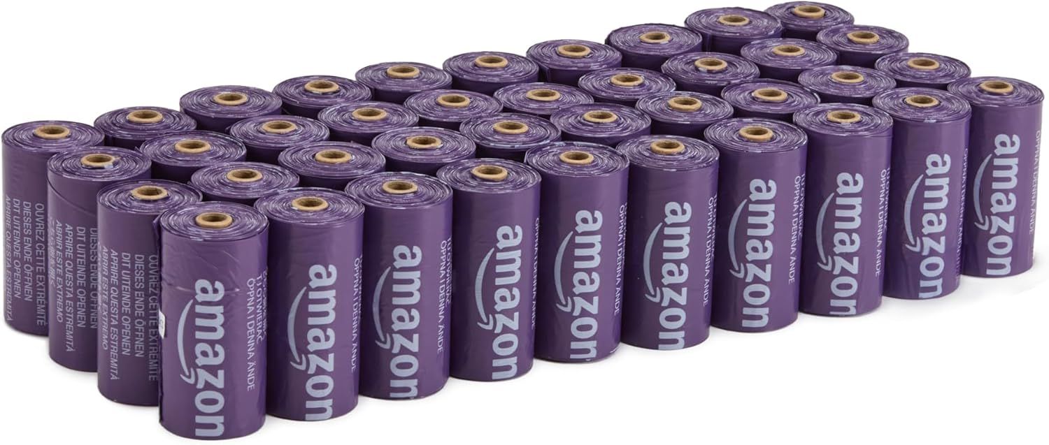 Shows the large quantity of dog waste bag rolls included in the purchase, communicating value and long-lasting supply to reassure buyers they won't run out…