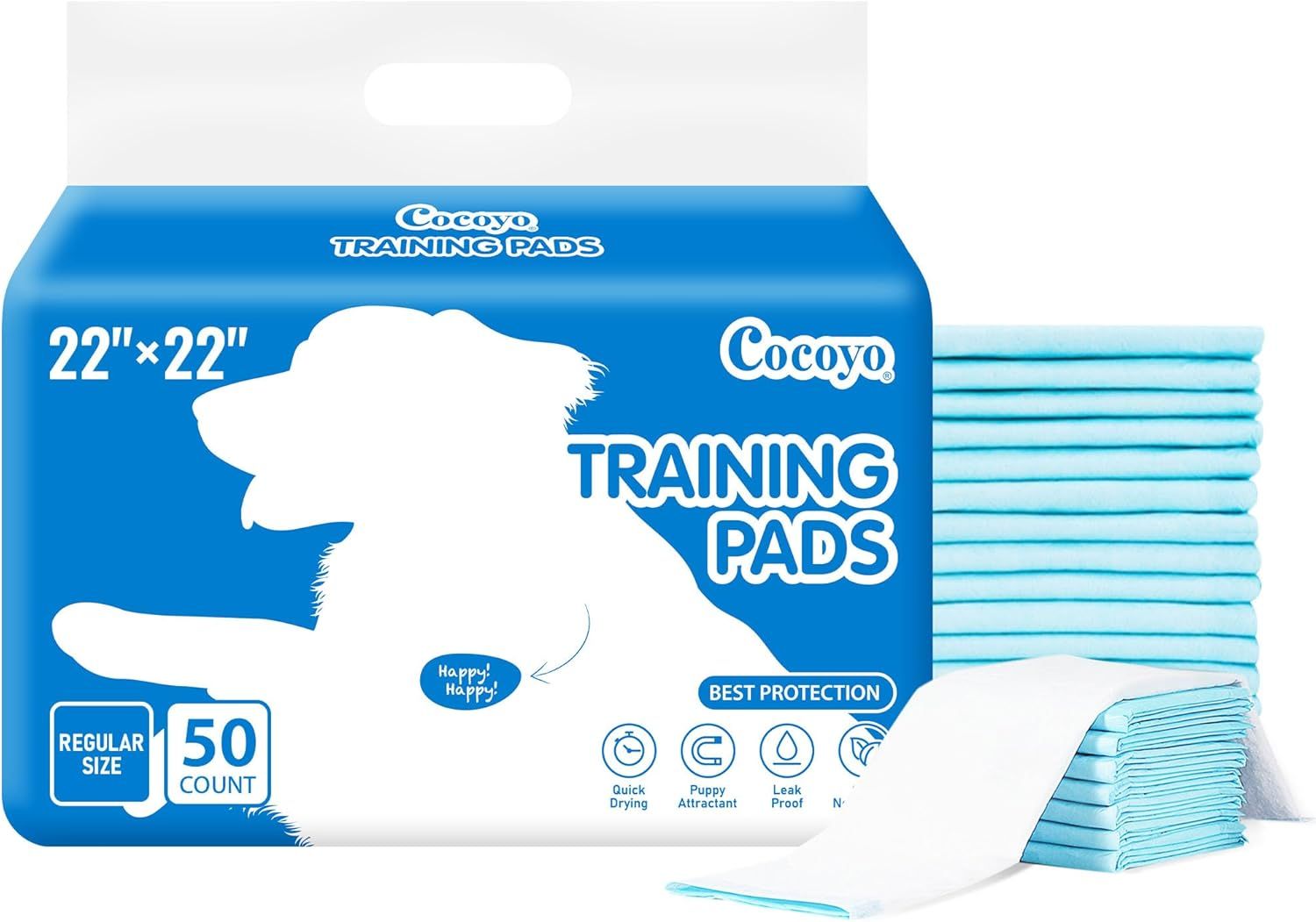 Shows the core product packaging and the training pads themselves to communicate what the buyer will receive. Displays the retail packaging with key product…