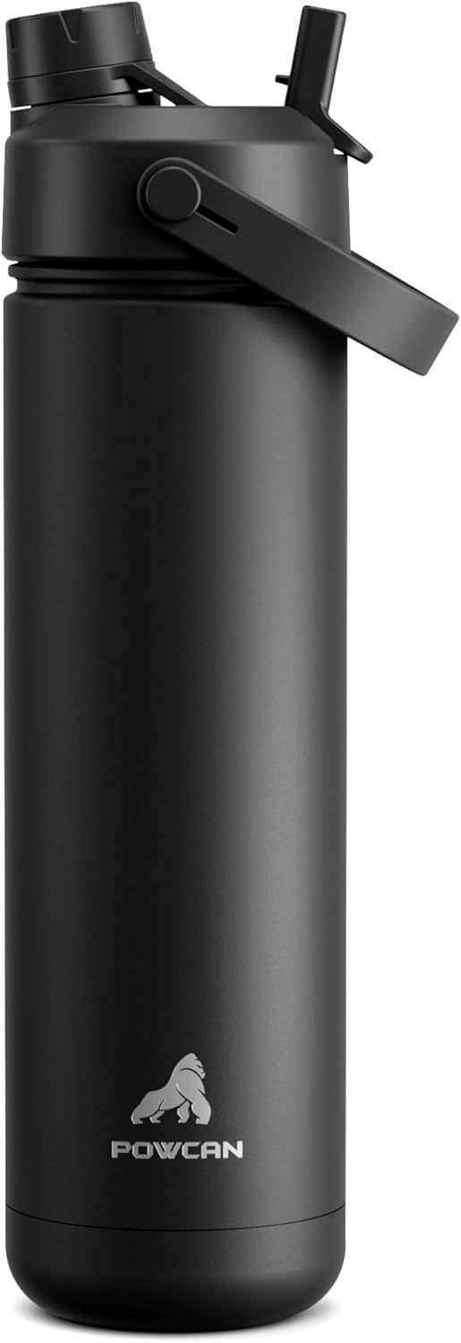 POWCAN 26 oz Insulated Water Bottle with 2-in-1 Straw and Spout Lid