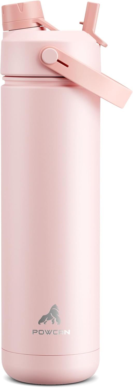 POWCAN 26 oz Insulated Water Bottle with 2-in-1 Straw and Spout Lid