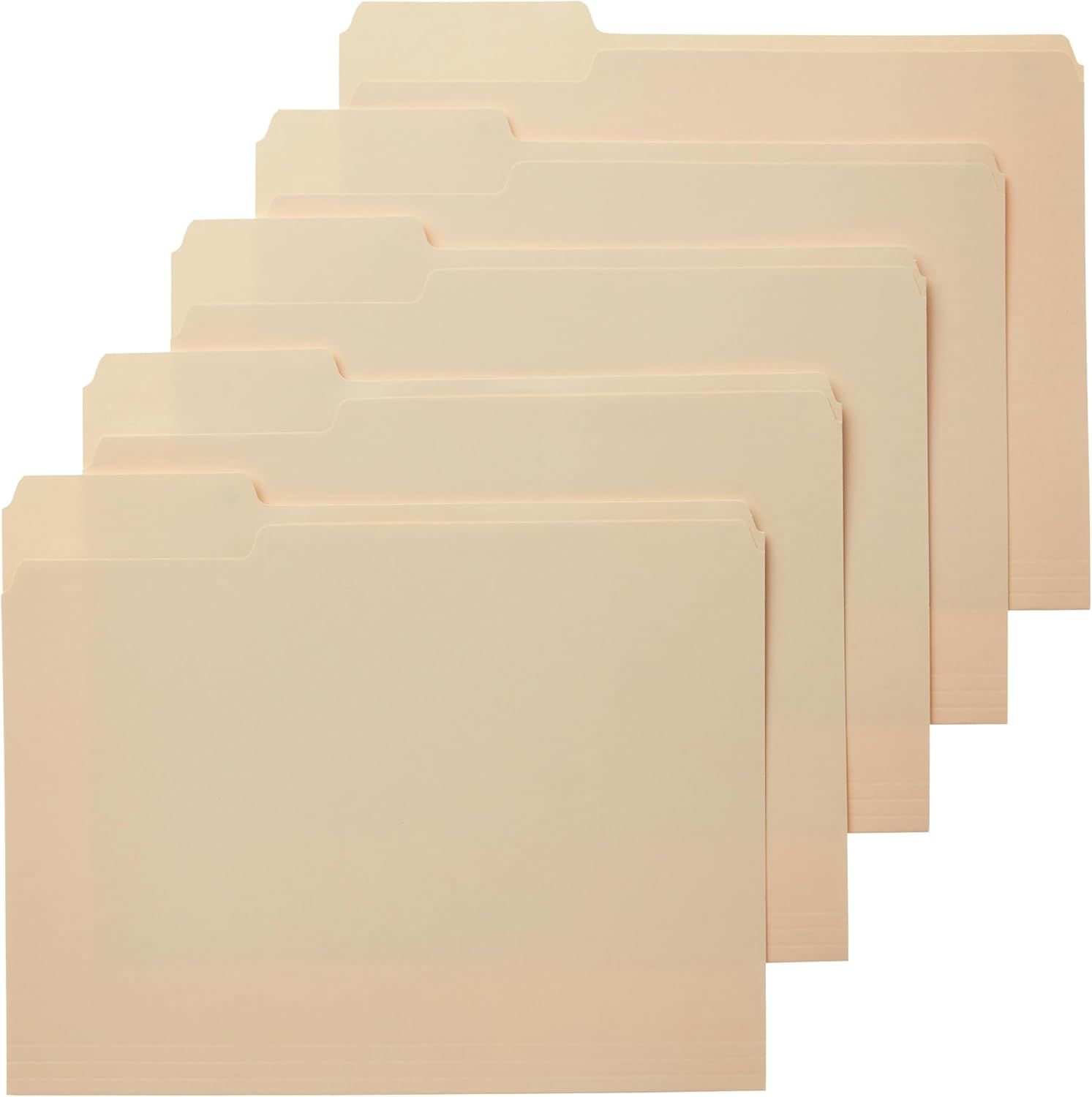 Displays the core product—file folders—in a clean catalog style to show the shopper exactly what they are purchasing. Shows multiple size variations of the file folders arranged from smallest to…