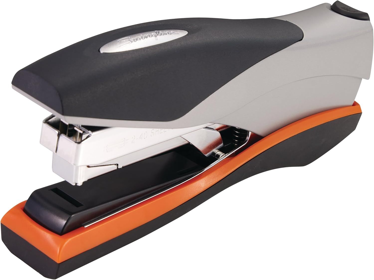 Displays the core product, a modern office stapler with ergonomic design and color accents, clearly showing its form and construction to help shoppers…