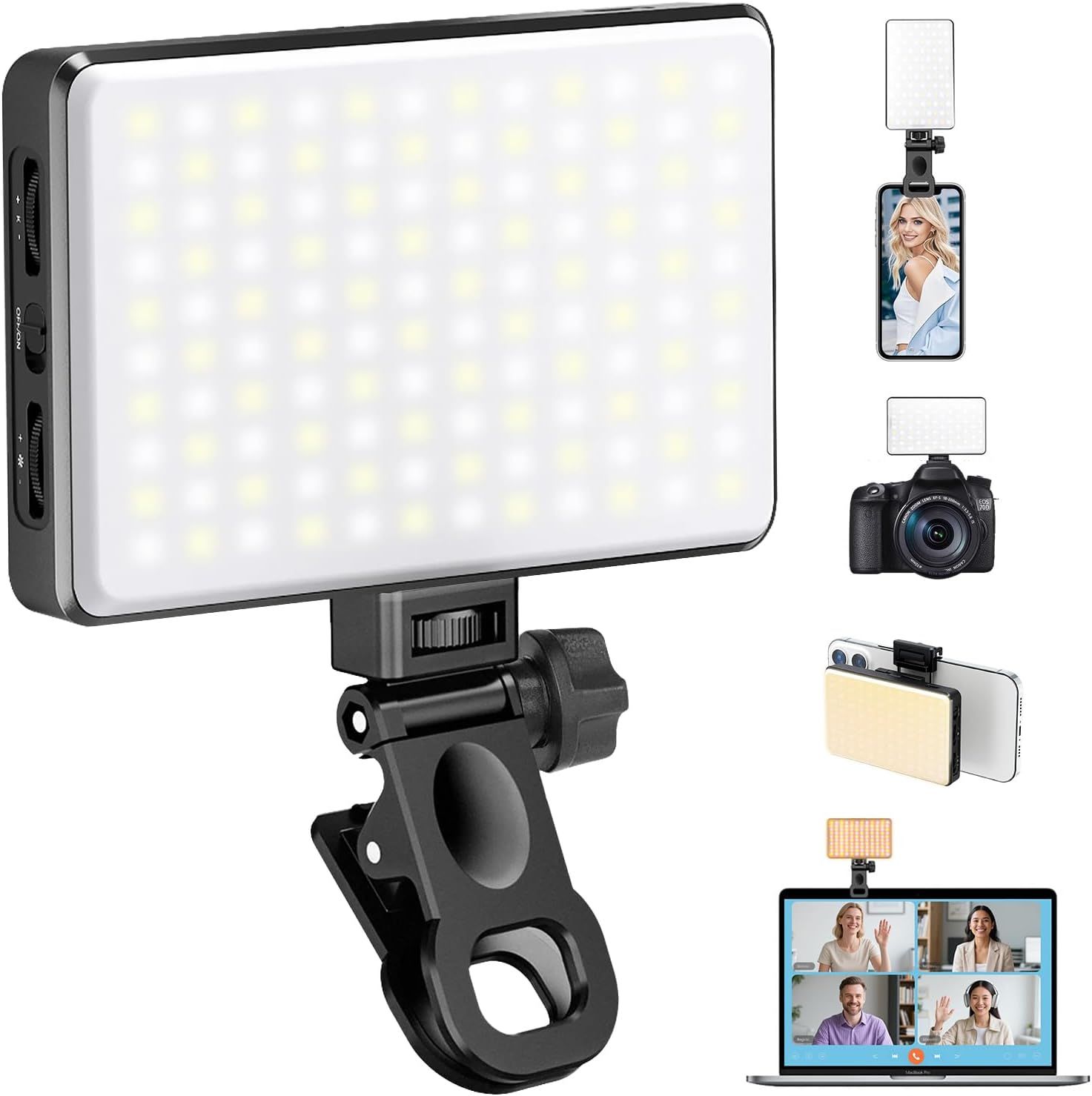 Displays the core product—a portable LED light panel with mounting hardware—clearly showing its design, size, and build quality to help shoppers understand what they are purchasing. Demonstrates how…