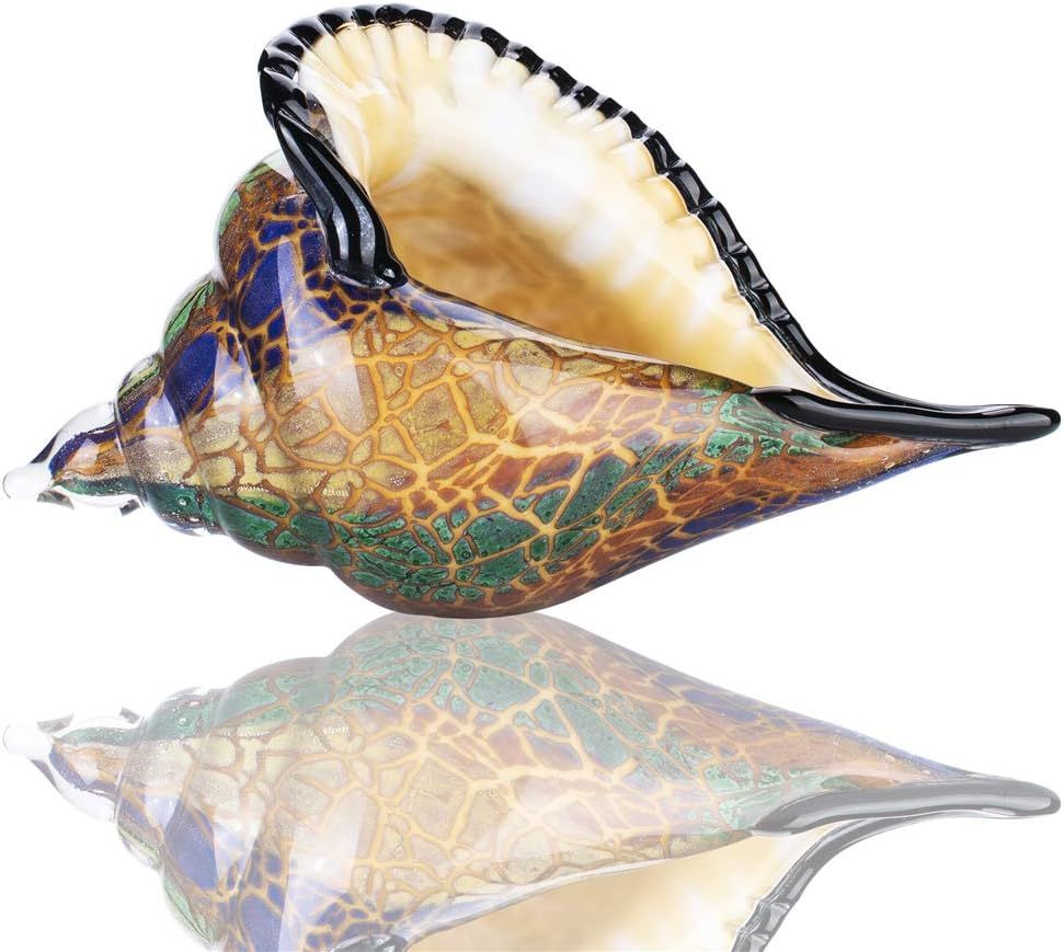 Showcases the decorative glass sculpture as the core product, highlighting its intricate colors, patterns, and artistic design to appeal to shoppers looking for unique home decor or collectible art…