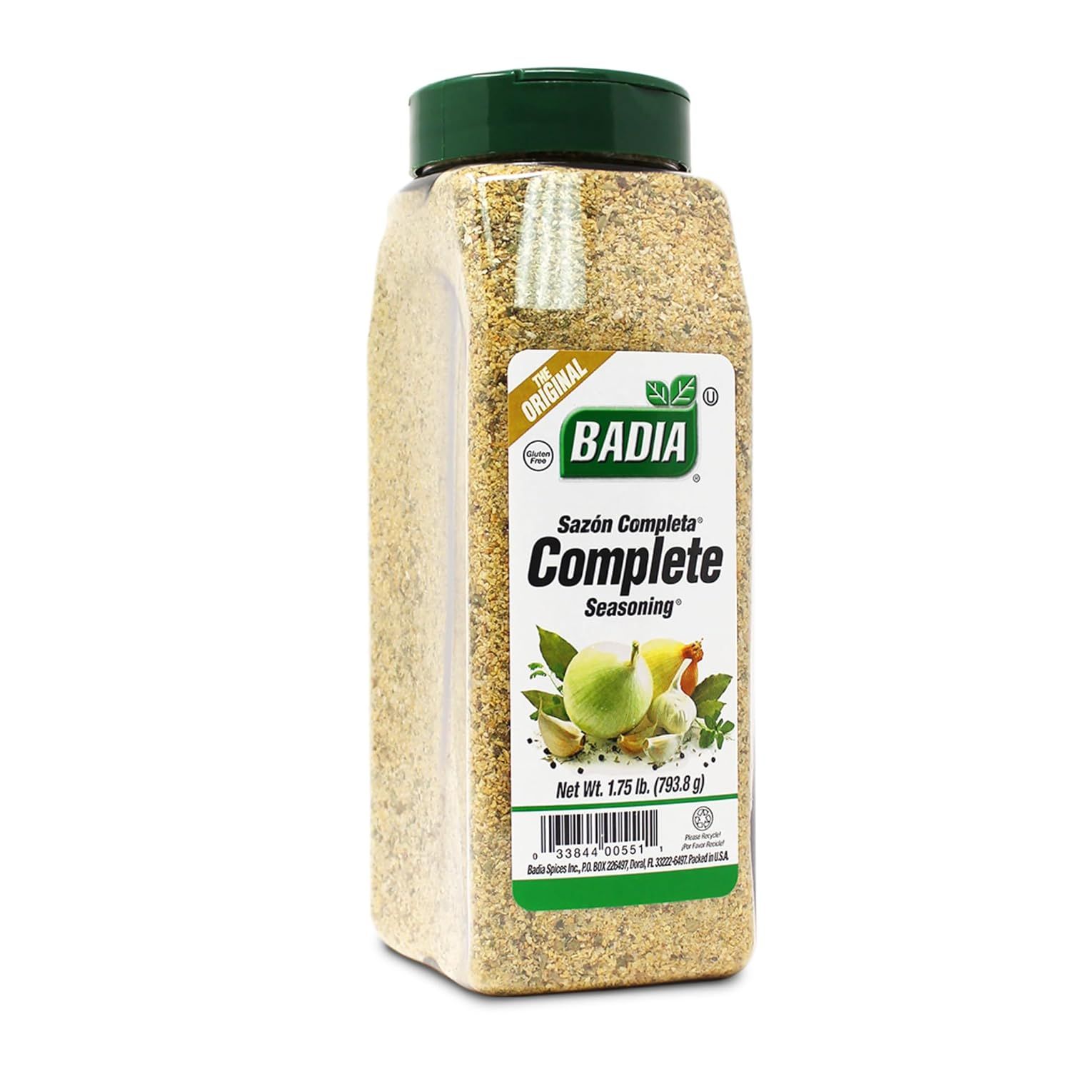 Displays the core product clearly on a white background to show shoppers exactly what they will receive - a large container of Badia Complete Seasoning. Shows…