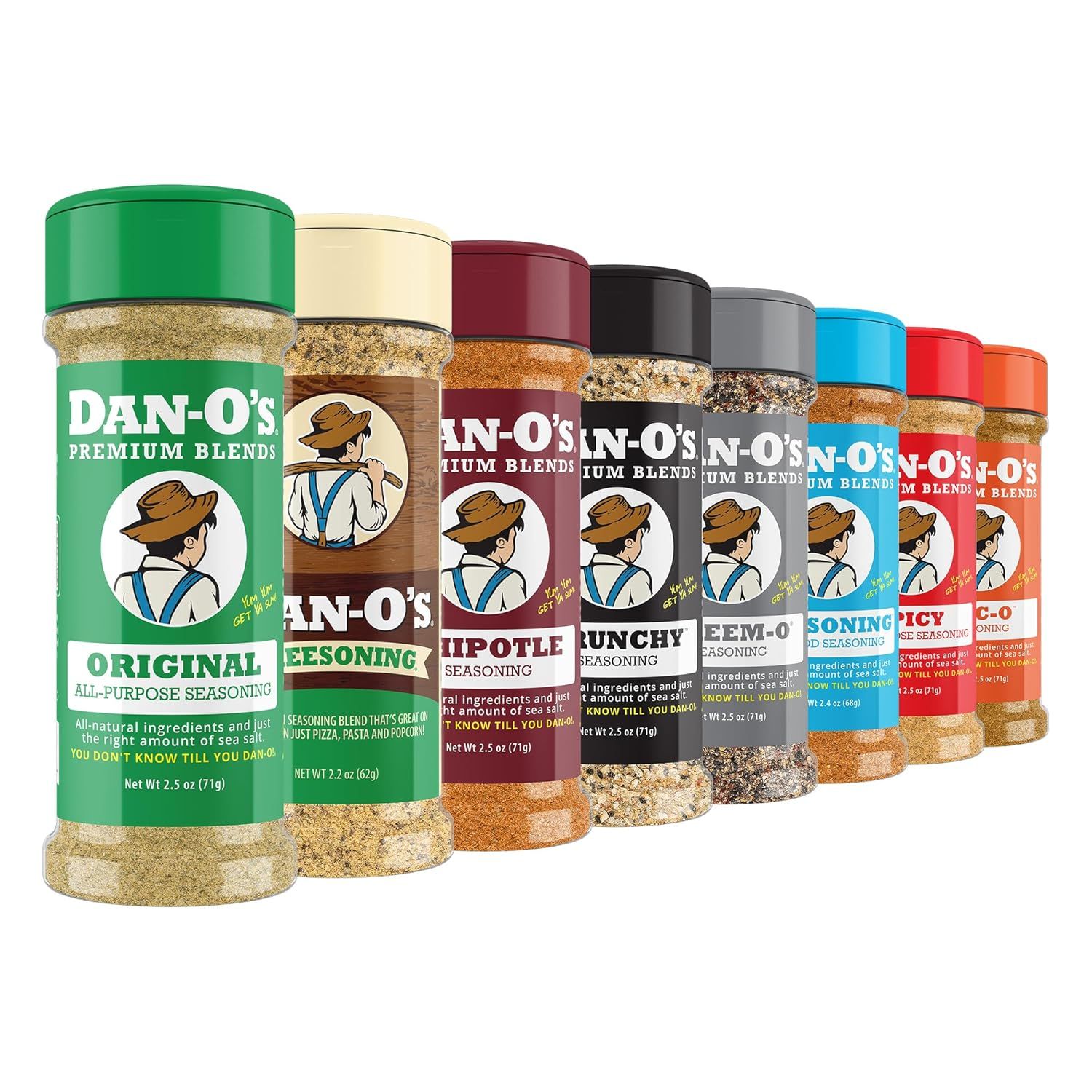 Displays the full range of seasoning flavors available for selection, showing shoppers the variety of options they can choose from including Original, Seasoning, Chipotle, Crunchy, Seem-O,…