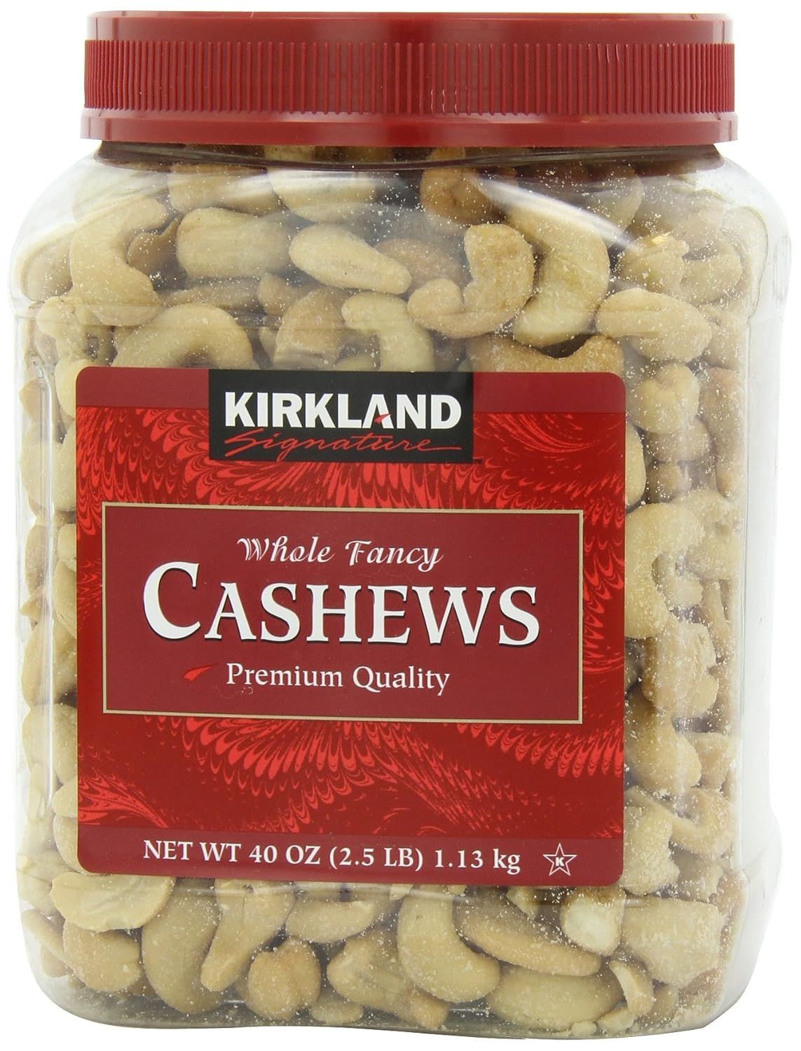 Displays the core product in its retail packaging to show shoppers exactly what they will receive, emphasizing the premium quality and whole cashews visible…