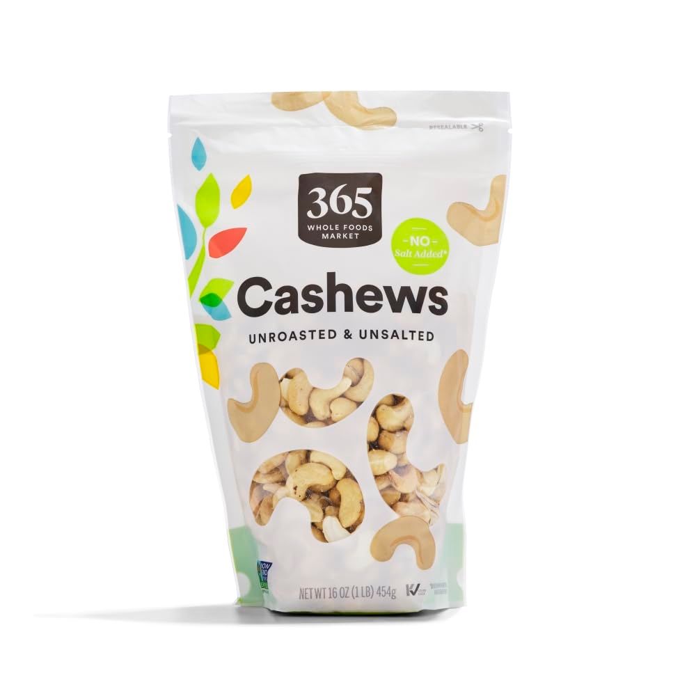 Shows the core product in its retail packaging with a clear window to display the cashews inside, communicating the product type and key attributes like…