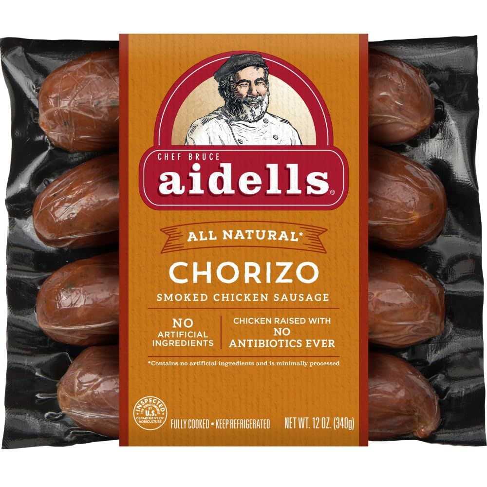 Shows the packaged product clearly with visible sausages through the packaging to communicate what the shopper will receive, emphasizing the all-natural,…