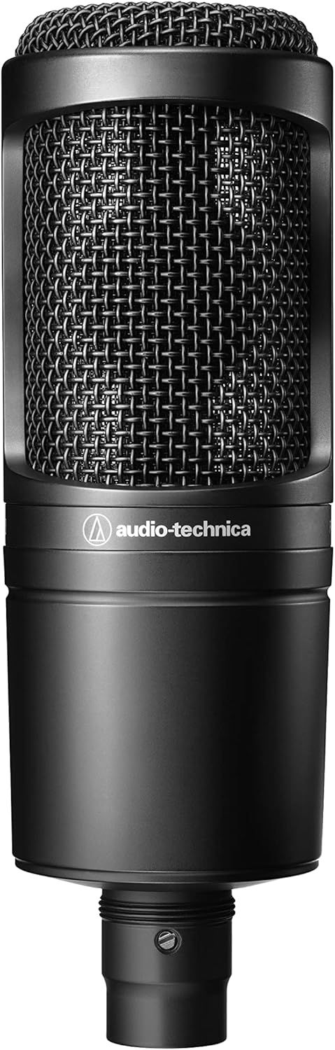 Displays the core product clearly on a white background to show the professional design and build quality of the Audio-Technica microphone.