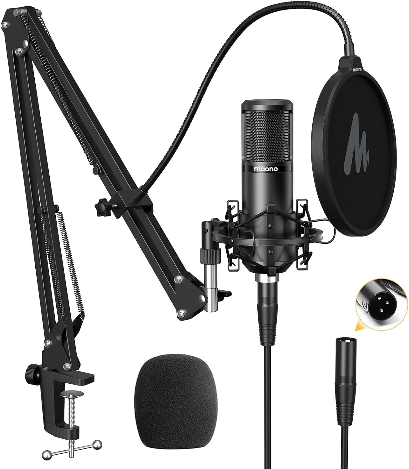 Displays the core microphone product along with all included accessories to show shoppers exactly what they will receive in the package. Shows all the included accessories and mounting equipment…