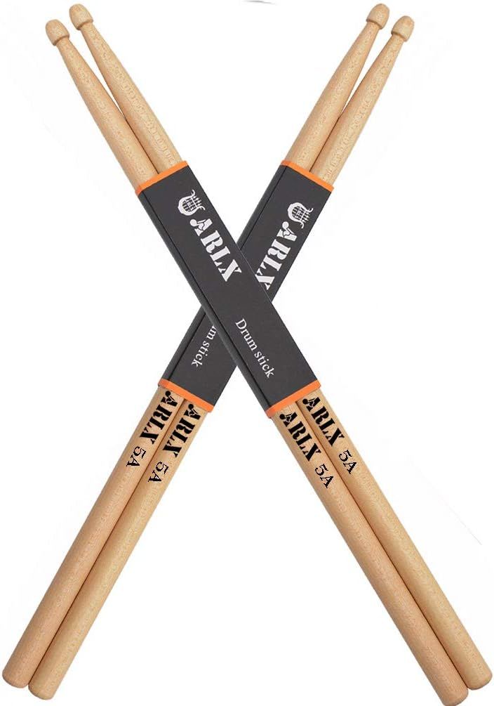 Displays the core product clearly on a white background to show shoppers exactly what they will receive - two pairs of wooden drumsticks with branded sleeves.