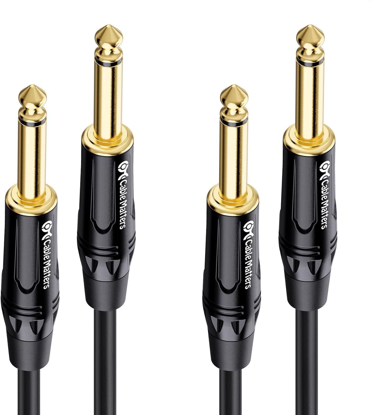 Displays the core product—audio cable connectors—with clear visibility of the gold-plated tips and branded black housing to communicate quality and professional-grade construction. Shows two…