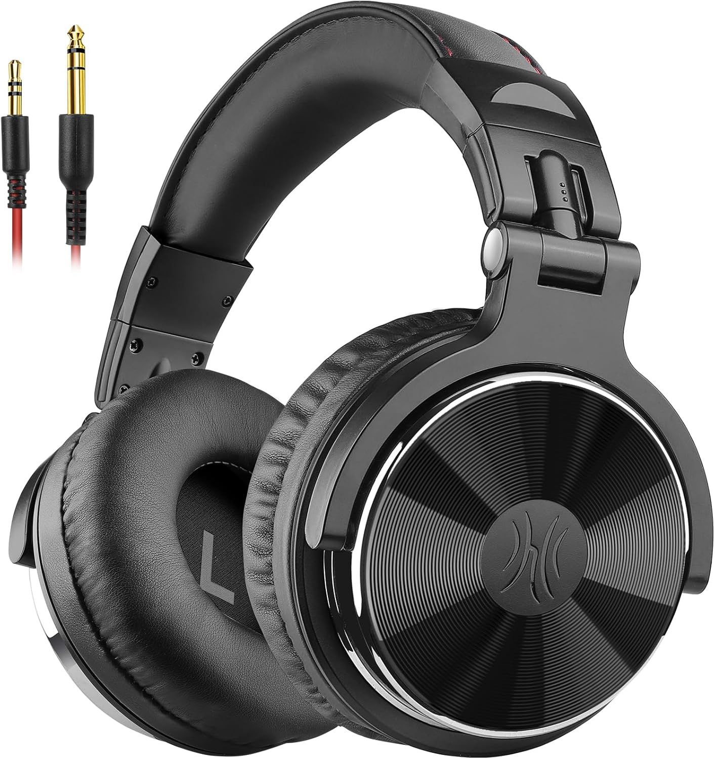 Displays the core product clearly on a white background to show the headphones' design, build quality, and included audio cables for catalog browsing. Shows…
