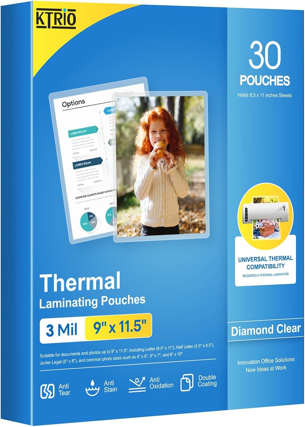 Shows the physical retail packaging the buyer will receive, communicating product quantity, size specifications, and key features like thermal compatibility…