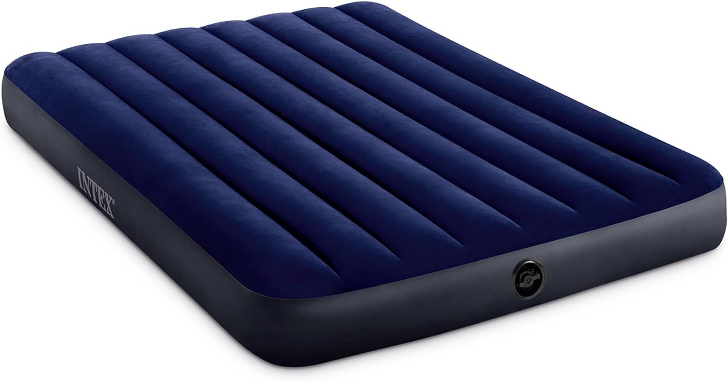 Displays the core product clearly on a white background to show the inflatable air mattress design, color, and key features like the ridged surface and…