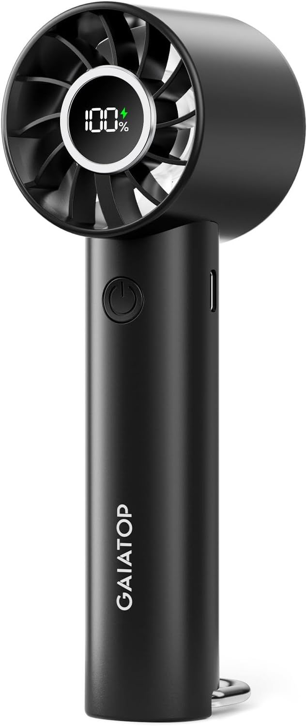 Shows the core product clearly on a white background, highlighting its sleek design, digital battery indicator showing 100% charge, and portable handheld form…
