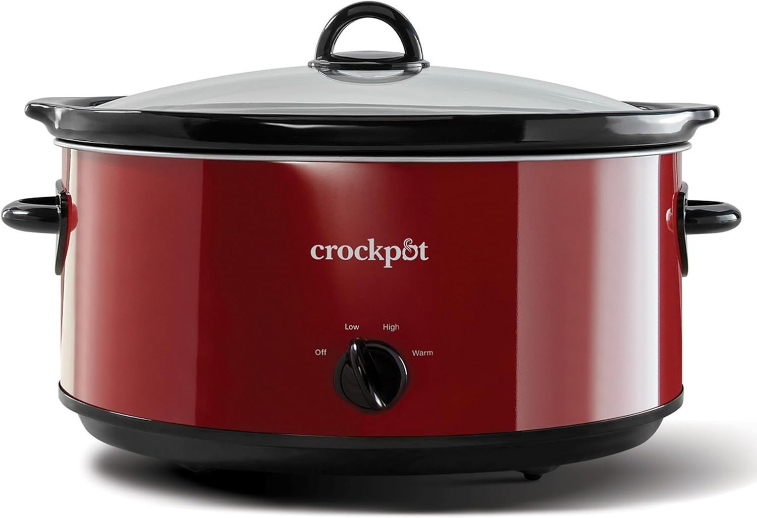Displays the core product clearly on a white background to show the shopper exactly what they are purchasing, including the red finish, glass lid, handles,…