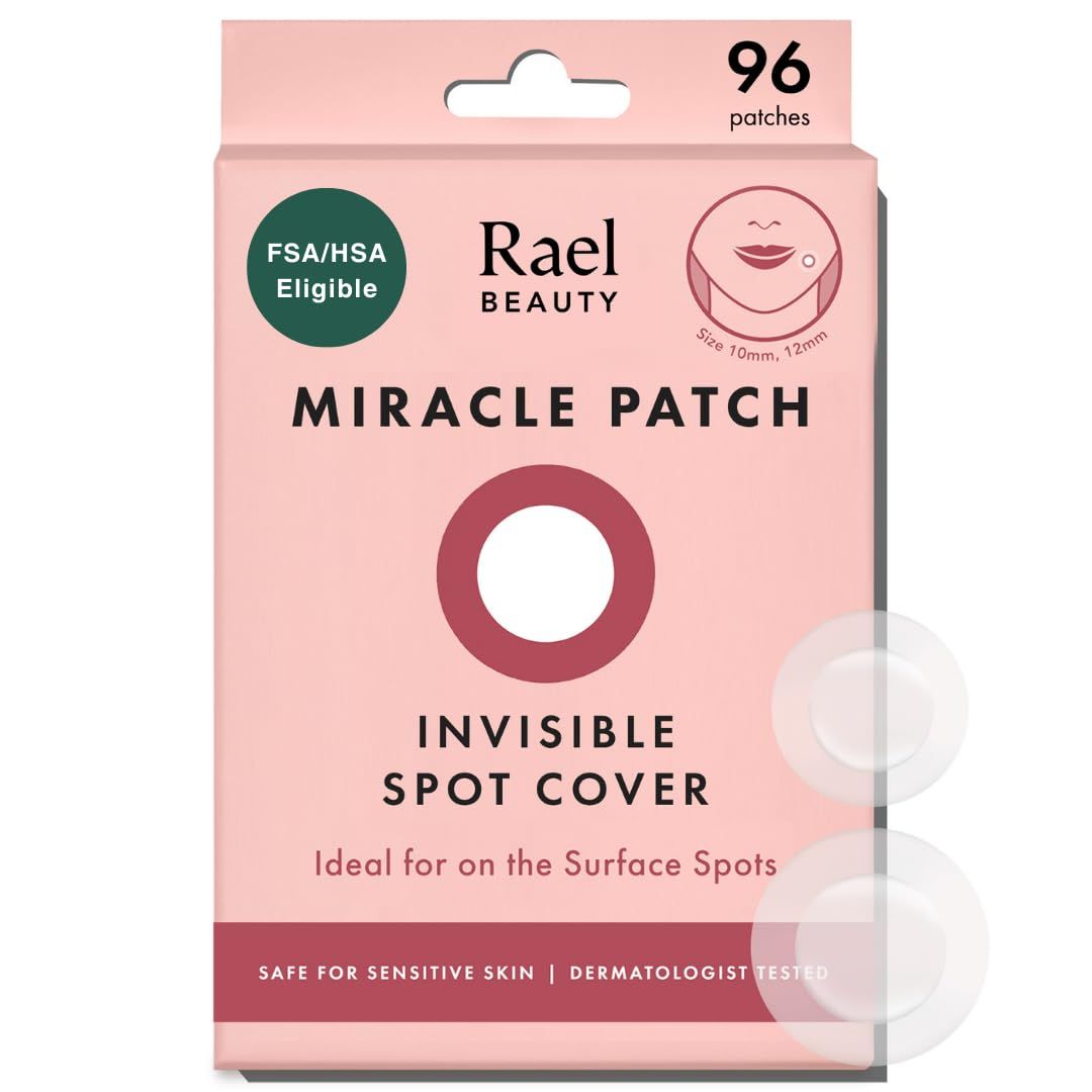 Shows the retail packaging to communicate the product name, quantity, key benefits like invisible spot cover and sensitive skin safety, and FSA/HSA…