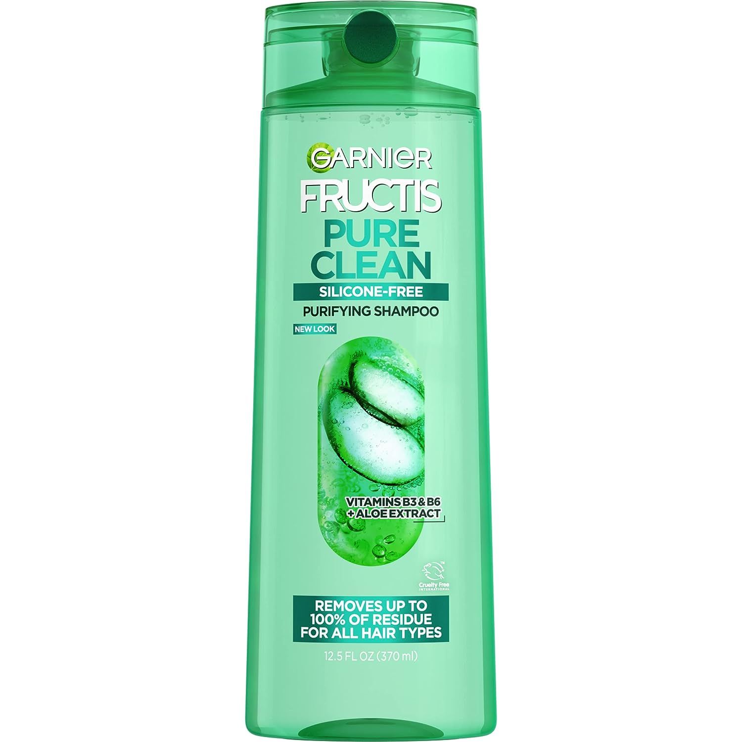 Displays the core product, a Garnier Fructis Pure Clean shampoo bottle, clearly showing the brand, product line, and key features to help shoppers identify…