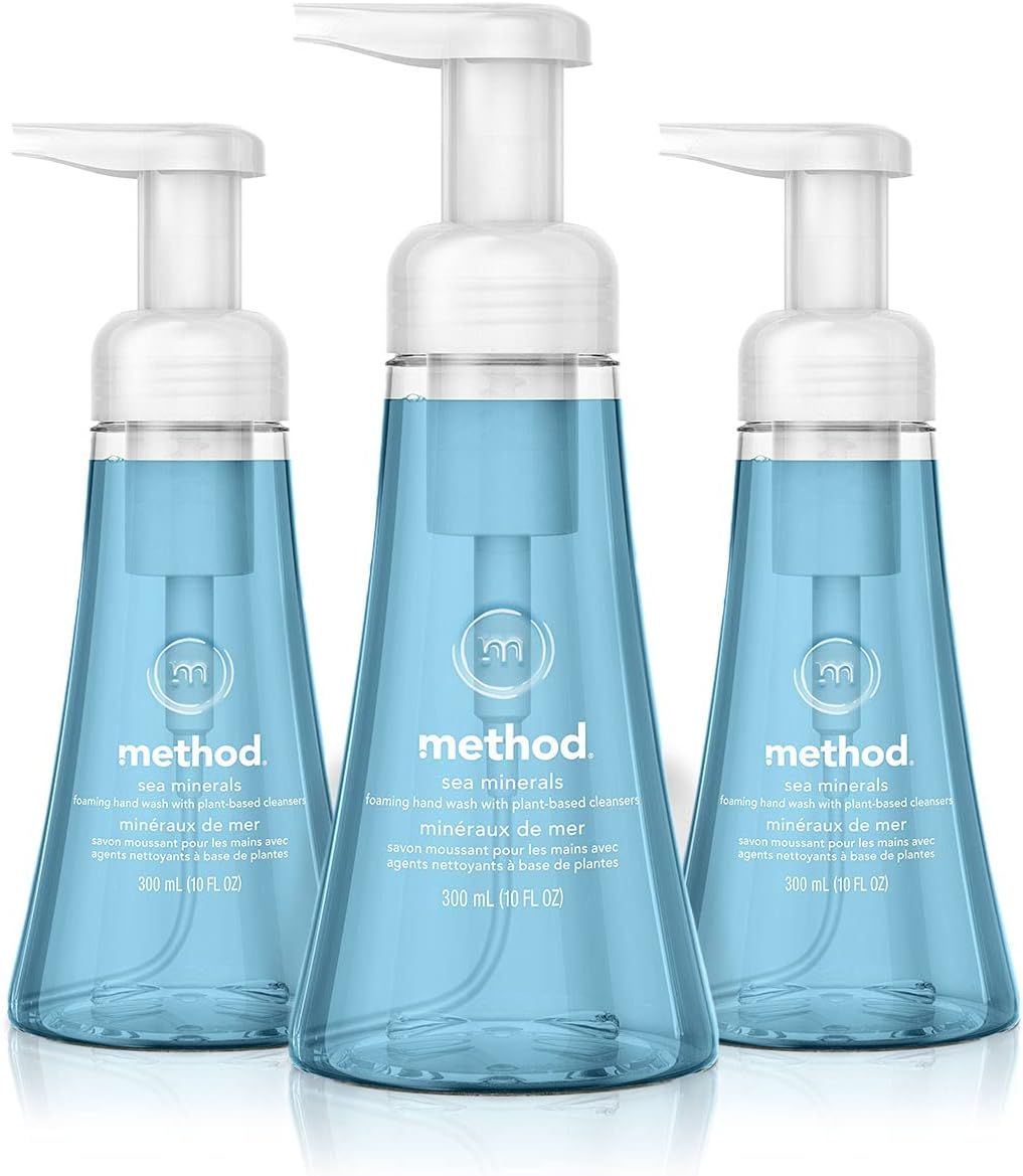 Shows the core product in a 3-pack format to communicate the quantity and value the shopper will receive, while displaying the sea minerals scent and foaming…