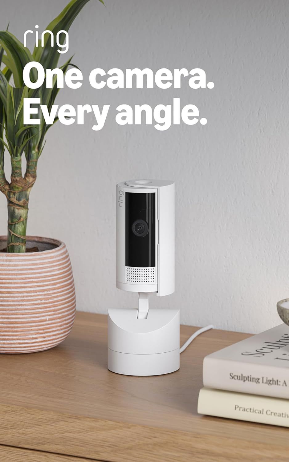 Communicates that this Ring security camera offers comprehensive 360-degree or wide-angle monitoring capability, reassuring shoppers they can capture every…