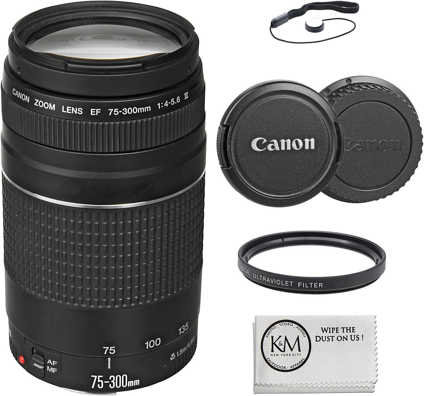 Canon EF 75-300mm f/4-5.6 III Lens Bundled with 58mm UV Filter + Lens Cap…