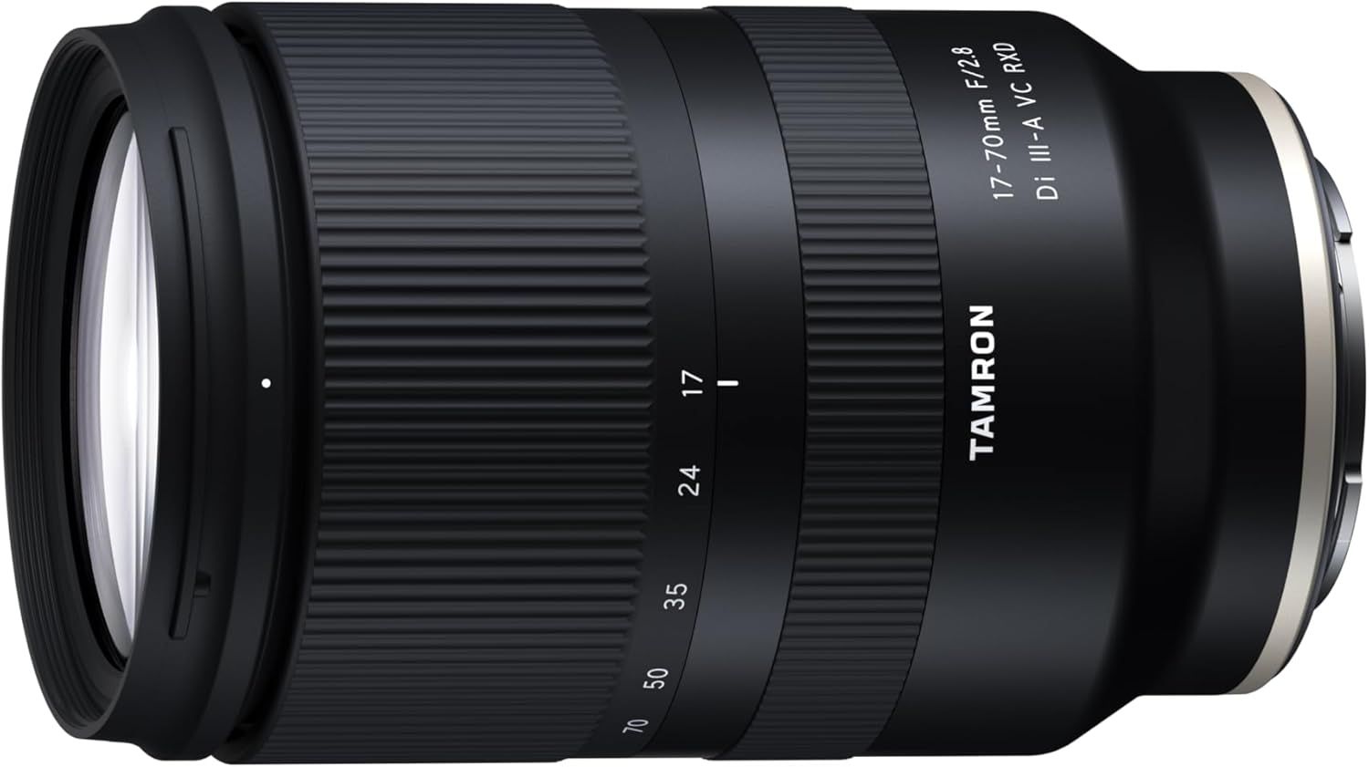 Displays the Tamron 17-70mm F/2.8 camera lens as the core sellable product in a clean, catalog-style presentation to show its design, build quality, and…