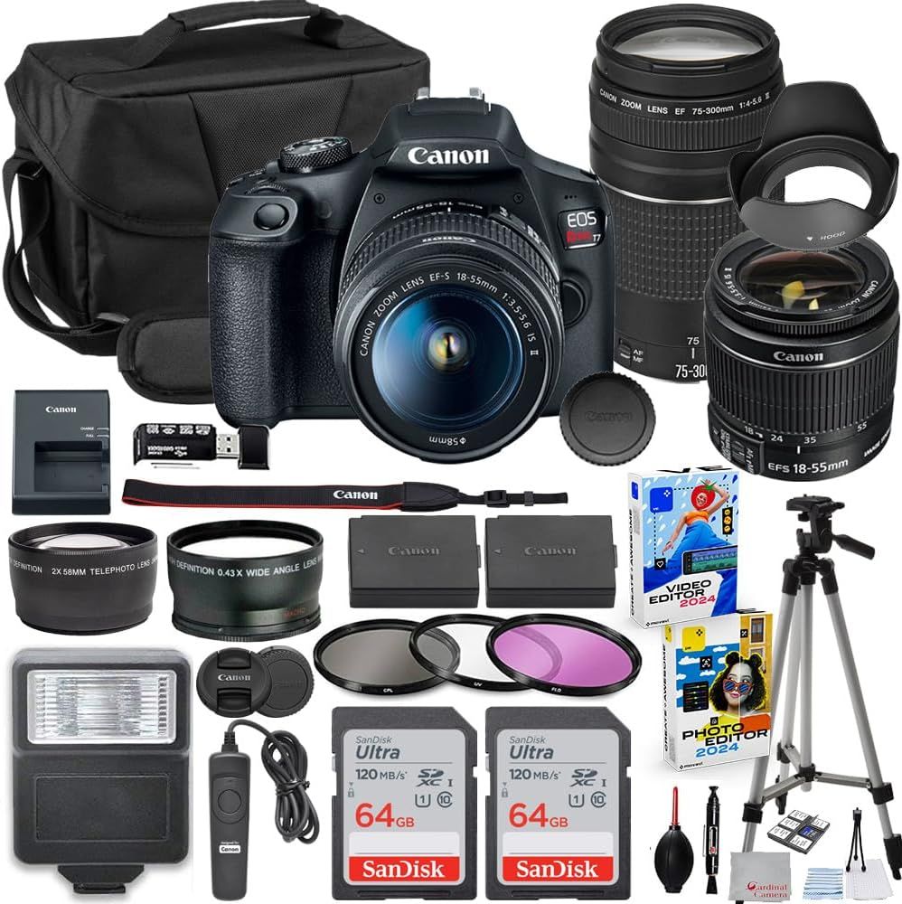 Canon EOS Rebel T7 DSLR Camera with 18-55mm & 75-300mm Lens Bundle with Extra…